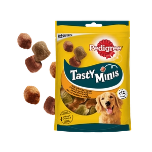 PEDIGREE Tasty Minis 130g - przysmak dla dorosłych psów, o smaku kurczaka i kaczki