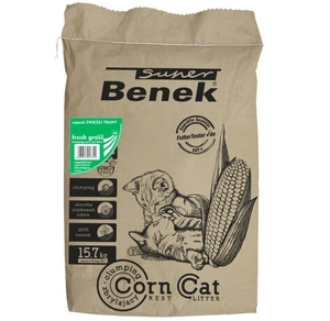 SUPER BENEK Żwirek kukurydziany Corn o zapachu: Świeża trawa 25l-17,6kg/ /Opakowanie uszkodzone (6043,6044,6511) !!!