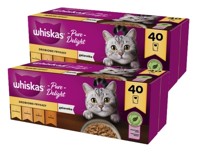 WHISKAS Adult saszetki 80 x 85 g Drobiowe Frykasy - mokra karma dla dorosłego kota, w galaretce (kawałki z: kurczakiem, indykiem, drobiem, kaczką)