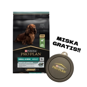 PRO PLAN Sensitive Digestion Small & Mini Karma dla psów bogata w jagnięcinę 7kg + Miska GRATIS!!