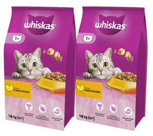 WHISKAS Adult 2x14 kg - sucha karma dla dorosłego kota, z pysznym kurczakiem