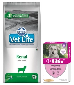FARMINA Vet Life Dog Renal 12kg + Kiltix Obroża dla psów dużych dł 70cm