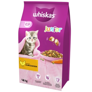 WHISKAS Junior 14kg - sucha karma dla dla kociąt, z pysznym kurczakiem / Opakowanie uszkodzone (235) !!!