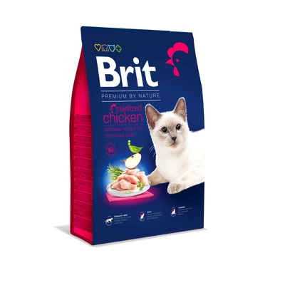 BRIT Cat Premium By Nature Sterilised Chicken 8kg//Opakowanie uszkodzone (8046) !!! 