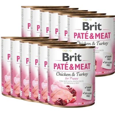 BRIT PATÉ & MEAT CHICKEN & TURKEY FOR PUPPY 12x800g