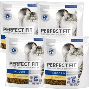 PERFECT FIT (Indoor 1+) 4x750g Bogaty w kurczaka - sucha karma dla kota żyjącego w domu