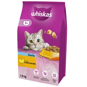 WHISKAS Sterile 3,8 kg - sucha karma dla dorosłego kota po zabiegu kastracji, z pysznym kurczakiem