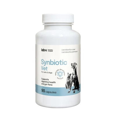 Lab-v Synbiotic Vet – Wsparcie zdrowia układu pokarmowego i mikroflory jelitowej dla psów i kotów 90 kapsułek