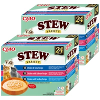 INABA Cat Ciao Stew - karma uzupełniająca dla kota o smaku kurczaka, tuńczyka, łososia i przegrzebek 2x(24x40g)