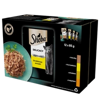 SHEBA Delicacy Drobiowe Smaki saszetki 12x85 g – mokra karma pełnoporcjowa dla dorosłych kotów, w galaretce (kawałki z: kaczką, kurczakiem, drobiem, indykiem)