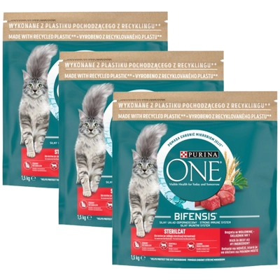 Purina One Cat Sterilcat Karma z wołowiną dla kota 3x1,5kg