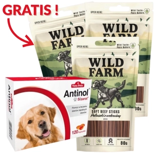 BIOVICO ANTINOL SIZAROL PIES 120 tabletek NA STAWY+ GRATIS WILD FARM paluszki z wołowiny 3x80g!