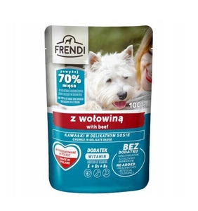 Frendi- Kawałki w delikatnym sosie z wołowiną dla psa 100g