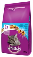 WHISKAS Adult 1,4kg - sucha karma dla kotów z tuńczykiem i warzywami / Opakowanie uszkodzone (3475) !!! 