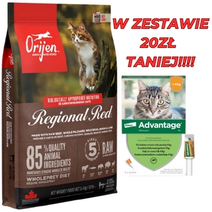 ORIJEN Regional Red Cat 5,4kg + Advantage - dla kotów (0,4mlx4) *roztwór* blister