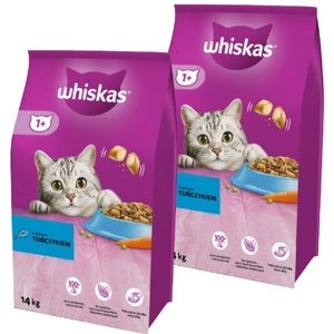 WHISKAS Adult 2x14 kg - sucha karma dla dorosłego kota, z pysznym tuńczykiem