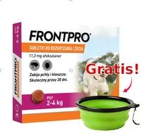 Frontpro tabletki na pchły i kleszcze S 11,3mg 2-4kg x 3tabl + Silikonowa miska GRATIS!