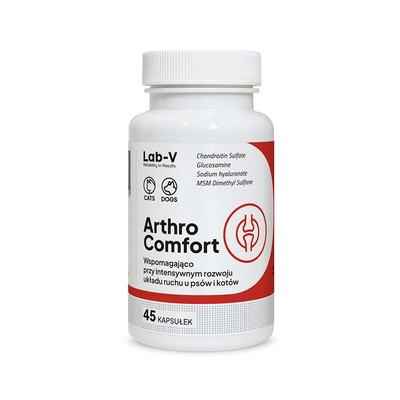 Lab-v Arthro Comfort – Kompleksowe wsparcie zdrowia stawów oraz układu ruchu dla psów i kotów 45 kapsułek