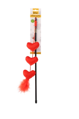 DINGO Zabawka dla kota: Wędka dla kota love - serce z piórkami