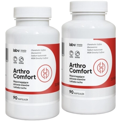 Lab-v Arthro Comfort – Kompleksowe wsparcie zdrowia stawów oraz układu ruchu dla psów i kotów 2x90 kapsułek