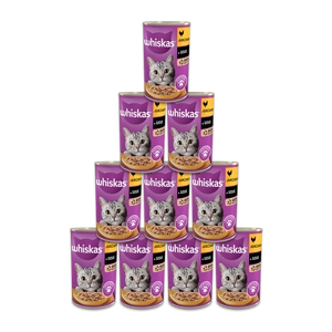 WHISKAS Adult puszka 24x400 g - mokra karma dla dorosłego kota, kawałki z kurczakiem w sosie