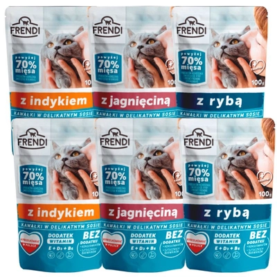 Frendi kawałki w delikatnym sosie Mix Smaków dla kota 6x100g