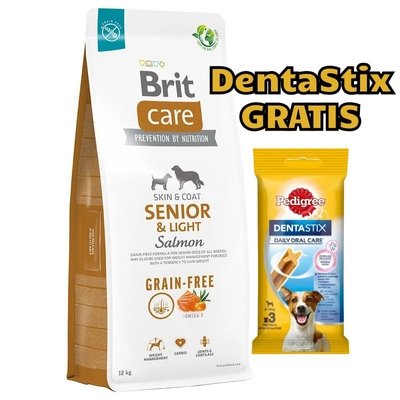BRIT CARE Dog Grain-free Senior & Light Salmon 12kg opakowanie uszkodzone (5237,5540,5425)