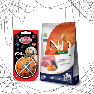 Farmina N&D Pumpkin Grain Free canine LAMB & BLUEBERRY ADULT MEDIUM & MAXI 12kg + piłka