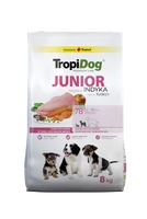 TROPIDOG Premium Junior Small and Medium Breeds bogaty w indyka i ryż 8kg 