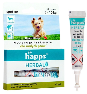 HAPPS Herbal - krople na pchły i kleszcze dla małych psów 5-10kg