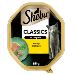  SHEBA Classics tacka 85 g – mokra karma pełnoporcjowa dla dorosłych kotów, koktajl drobiowy, w terynie