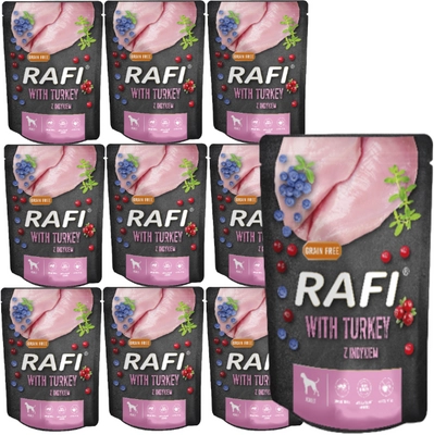 Rafi z indykiem dla psa - saszetka (czarne opakowanie) 10x300g