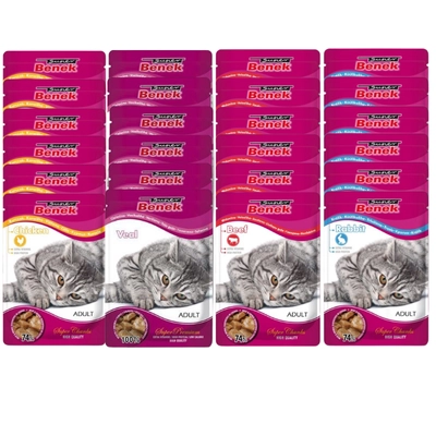 SUPER BENEK Adult Saszetka dla kota MIX SMAKÓW 24x100g