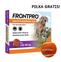  Frontpro tabletki na pchły i kleszcze XL 136mg 25-50kg x 3tabl + Piłka GRATIS!