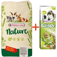 VERSELE-LAGA Cavia Nature 9kg - dla kawii domowych + VERSELE LAGA Crispy Sticks Rabbits-Guinea Pigs Vegetsbles 110g - 2 kolby warzywne dla królików i kawii domowych GRATIS