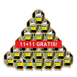  SHEBA Classics tacka 22x85 g – mokra karma pełnoporcjowa dla dorosłych kotów, koktajl drobiowy, w terynie (11+11 GRATIS!!)