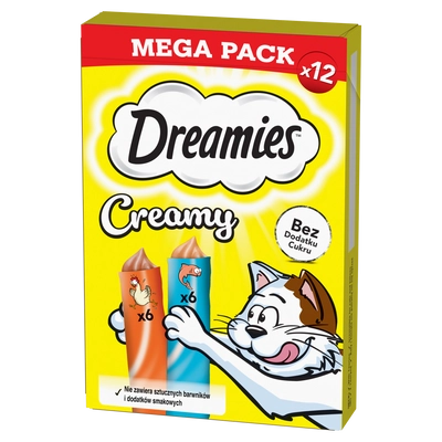 DREAMIES Creamy z kurczakiem i z łososiem 12x10g