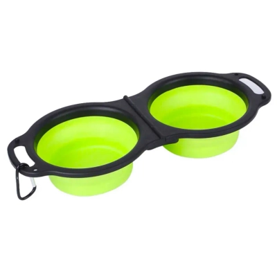 NUXIE® Miska składana turystyczna podwójna dla psa kota na wodę karmę karabińczyk 2x 350ml