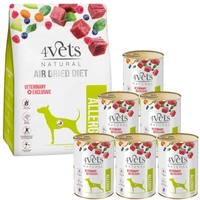 4Vets Natural Zestaw Allergy; karma suszona 1kg + karma mokra 6x400g 