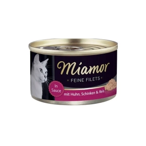 Miamor Feine Filets w galaretce - mokra karma dla kota kurczak z szynką i ryżem 100g puszka