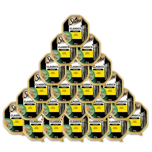 SHEBA Classics tacka 22x85 g – mokra karma pełnoporcjowa dla dorosłych kotów, koktajl drobiowy, w terynie