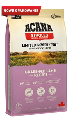 ACANA SINGLES Grass-Fed Lamb 11,4kg /  Opakowanie uszkodzone (3603, 3604, 3605,8617) !!! 