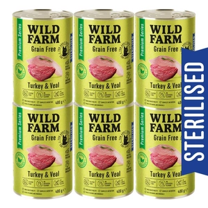 WILD FARM Premium Grain Free Turkey and Veal 6x400g - bezzbożowa karma dla kota sterylizowanego