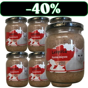 Leopold Karma mięsna z królikiem dla kotów 6x500g (Słoik)
