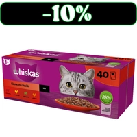 WHISKAS Adult saszetki 40 x 85 g Klasyczne Posiłki - mokra karma dla dorosłego kota, w sosie (kawałki z: wołowiną, kurczakiem, jagnięciną, drobiem)