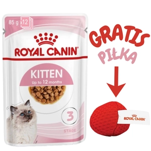 ROYAL CANIN Kitten Instinctive w sosie 12x85g karma mokra w sosie dla kociąt do 12 miesiąca życia + Royal Canin piłka dla kota GRATIS!!