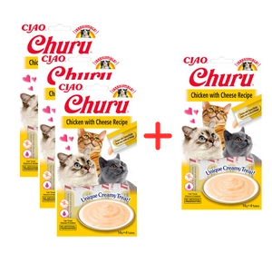 INABA  Churu przysmak dla kota o smaku kurczaka i sera 4x14g 3+1 GRATIS!