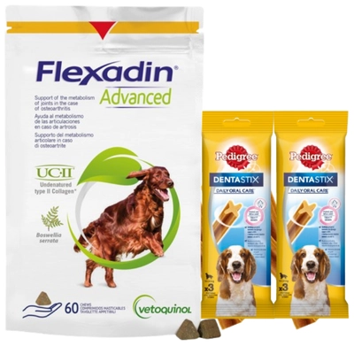 VETOQUINOL Flexadin Advanced 60 kąsków + DentaStix 2x77g