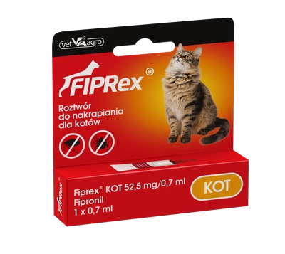 Fiprex KOT, 52,5 mg/0,7 ml, roztwór do nakrapiania dla kotów