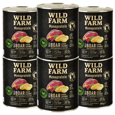 WILD FARM Monoprotein Wild Boar 6x800g hipoalergiczna karma dla psa